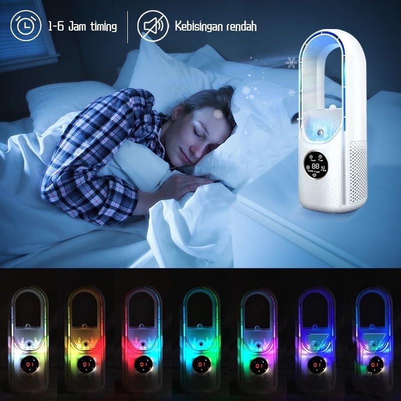 CASAO Air Cooler Fan AC Mini Kipas Penyejuk Portabel Pendingin Ruangan Air Conditioner Humidifier Bladeless Fan dengan Lampu LED Desk Fan untuk Rumah & Kantor AC 6