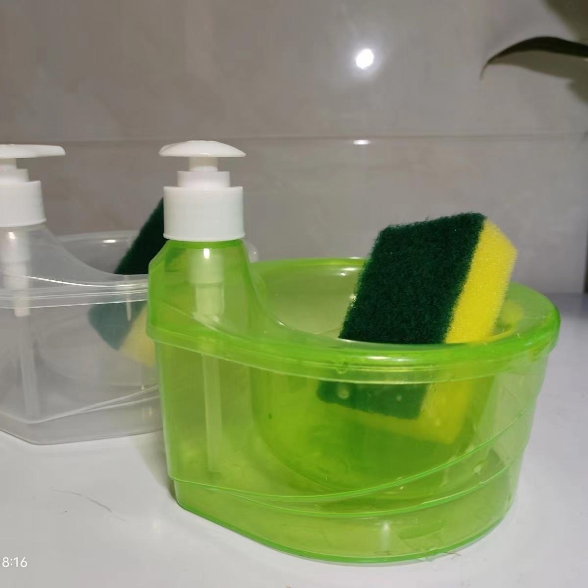 MEIMEI Tempat Sabun Cuci Piring + Spons / Wadah Sunlight Model Bulat / Dispenser Botol Soap Pump
