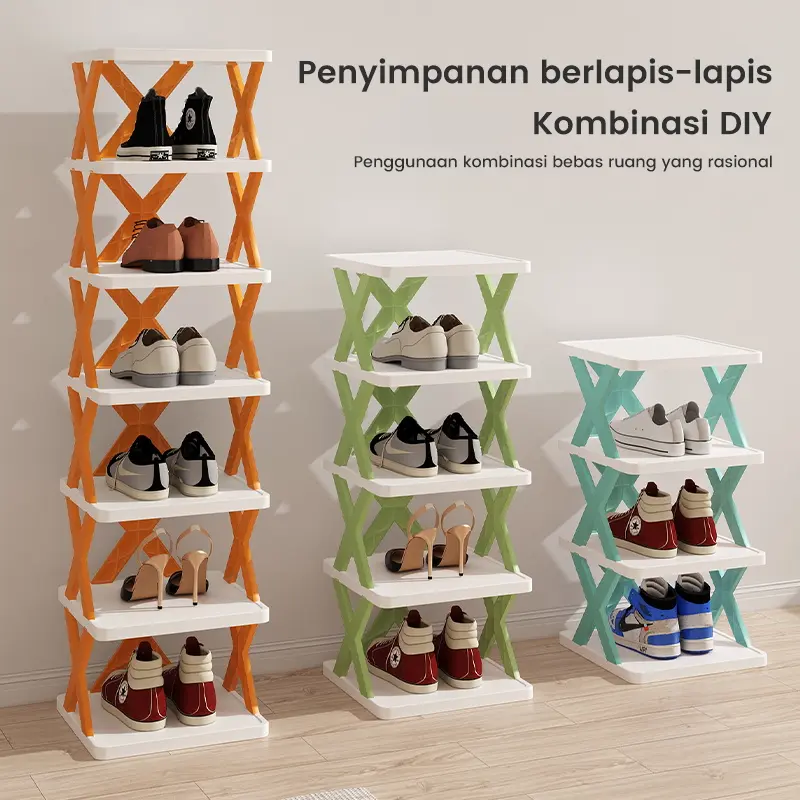 Kitchenz Rak sepatu 9 Susun-26cmx24cmx130cm Rak sepatu plastik X  Rak sepatu aesthetic Rak sepatu susun Rak sandal 3