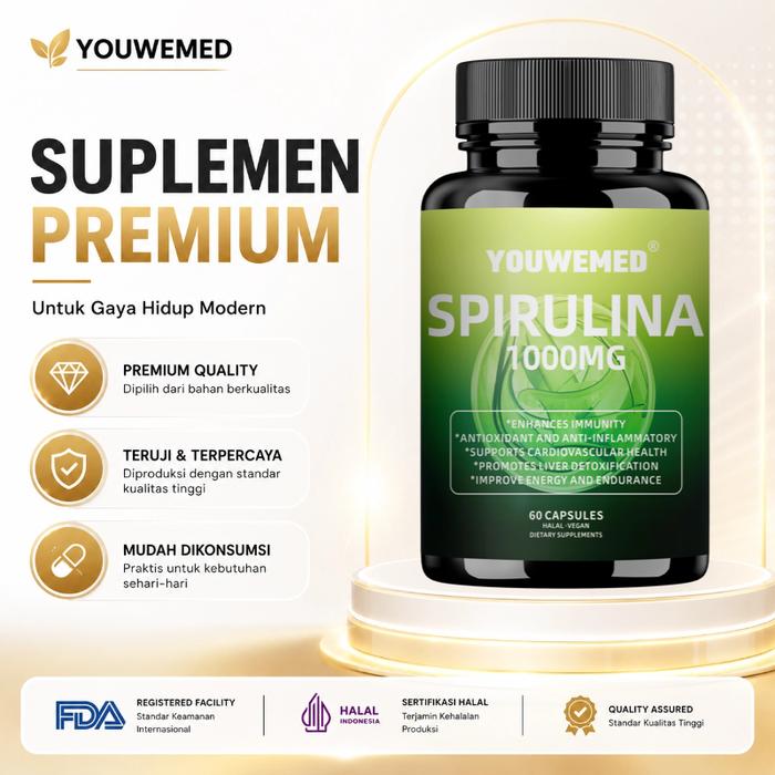 Gambar Premium Spirulina Superfood Import - Suplemen Antioksidan Tinggi / Pembersih Alami & Tubuh Fit 60 Kapsul dari YOUWEMED MALL. Kota Tangerang Tokopedia