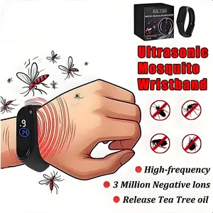 New Wearable Mosquito Repellent Unisex Wristband Physical Ultrasonic Non-Chemical For Home & Outdoor Includes 2 Batteries