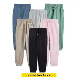 Celana Jogger Sweatpants Pria Wanita Bahan Fleece Tebal Lembut dengan Saku Resleting Kiri dan Kanan Cocok untuk Aktivitas Sport