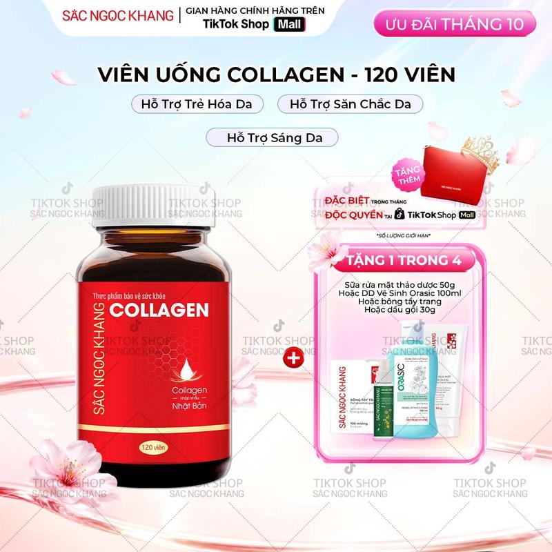Viên Uống Hỗ Trợ Đẹp Da Collagen Dipetide [120 viên] SẮC NGỌC KHANG - Hỗ Trợ Dưỡng Trắng Sáng Da Săn Chắc Đàn Hồi Tươi Trẻ Mịn Da