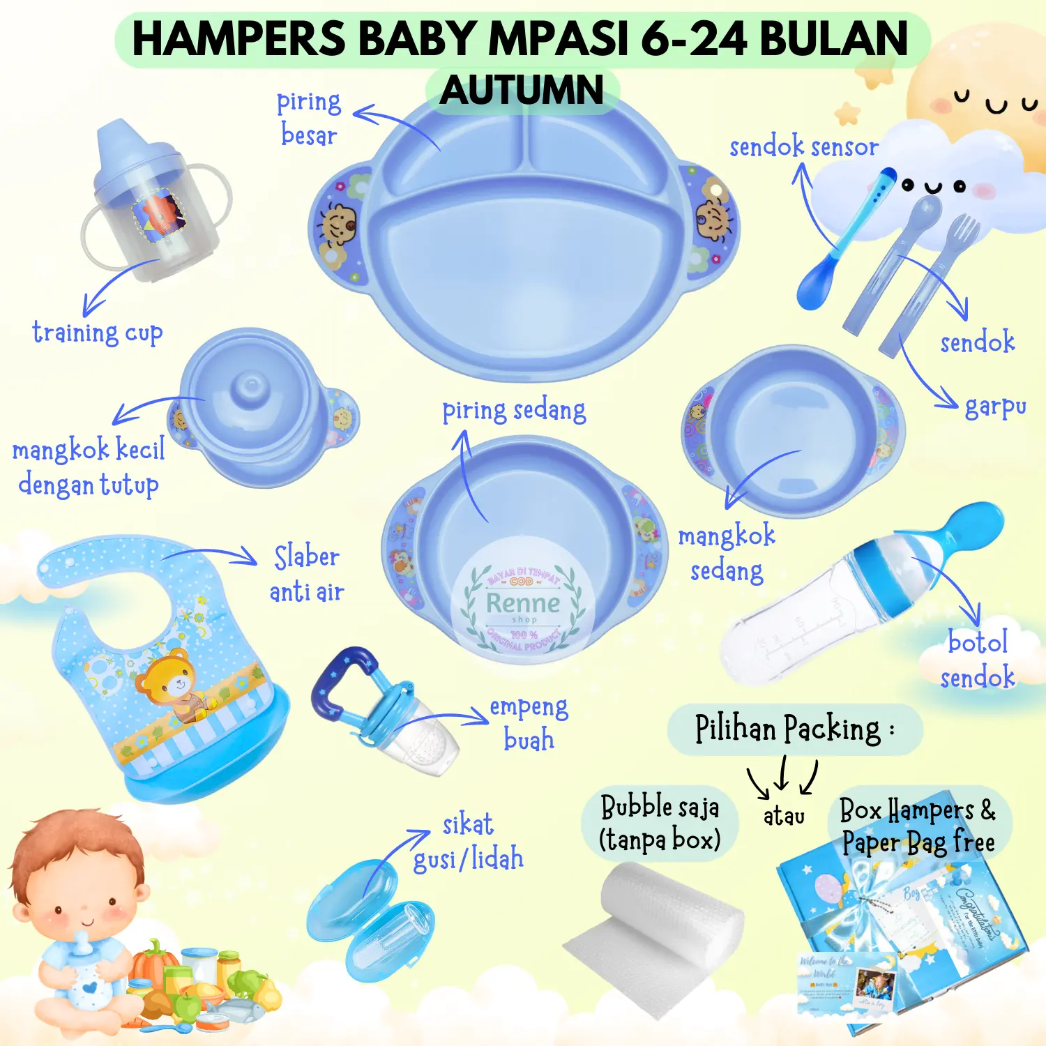 RENNESHOP - (AUTUMN) - FEEDING SET / MPASI BAYI / HAMPERS BABY / KADO BAYI / PERALATAN MAKAN BAYI