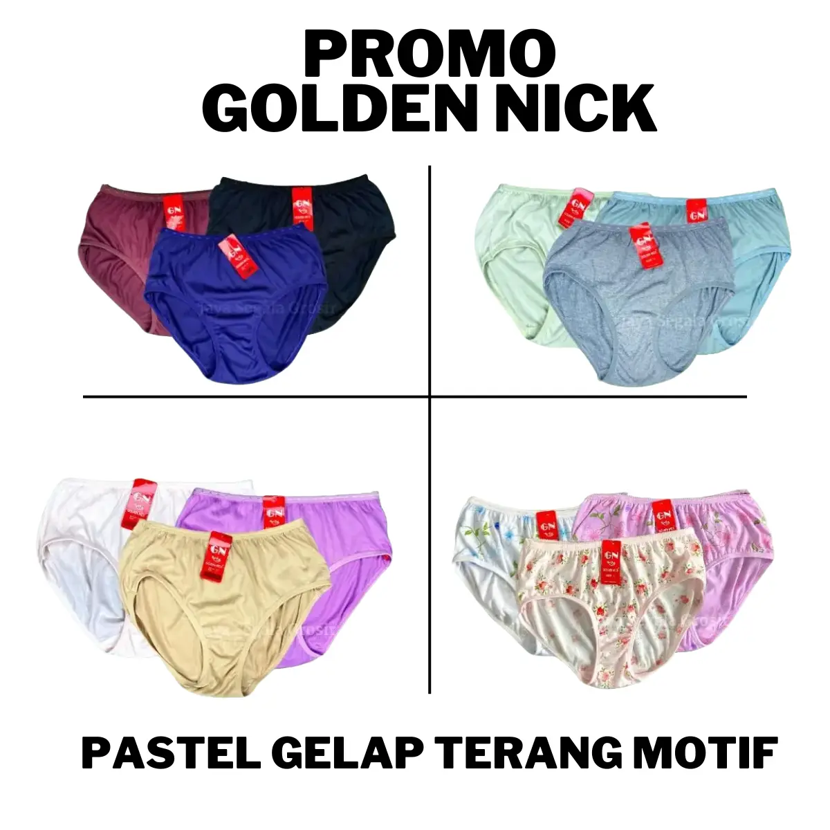 Golden Nick - Celana Dalam Wanita Grosir Nyaman Lembut Terang Gelap dan Motif Silk Semi daleman cewek cd gn katun Dewasa