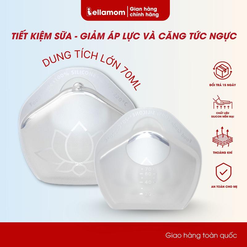  Hộp 2 phễu hứng sữa silicone tự dính và có thể hút sữa cốc hứng sữa thế hệ mới - bellamom phễu  pha 