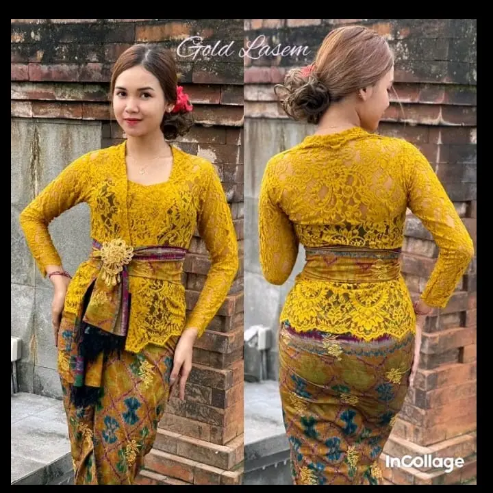 baju kebaya brokat jadi Stretch / kebaya Bali brokat modern wisuda (hanya kebaya) kebaya brokat kutubaru bali Pesta Kondangan baju tradisional Atasan Wanita 3