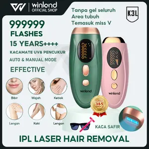 Winland IPL Laser Hair Removal 999999 Flashes 15 Tahun Pengalaman Penggunaan Tanpa Gel Seluruh Area Tubuh Termasuk Miss V Kaca Safir Untuk Bibir Wajah