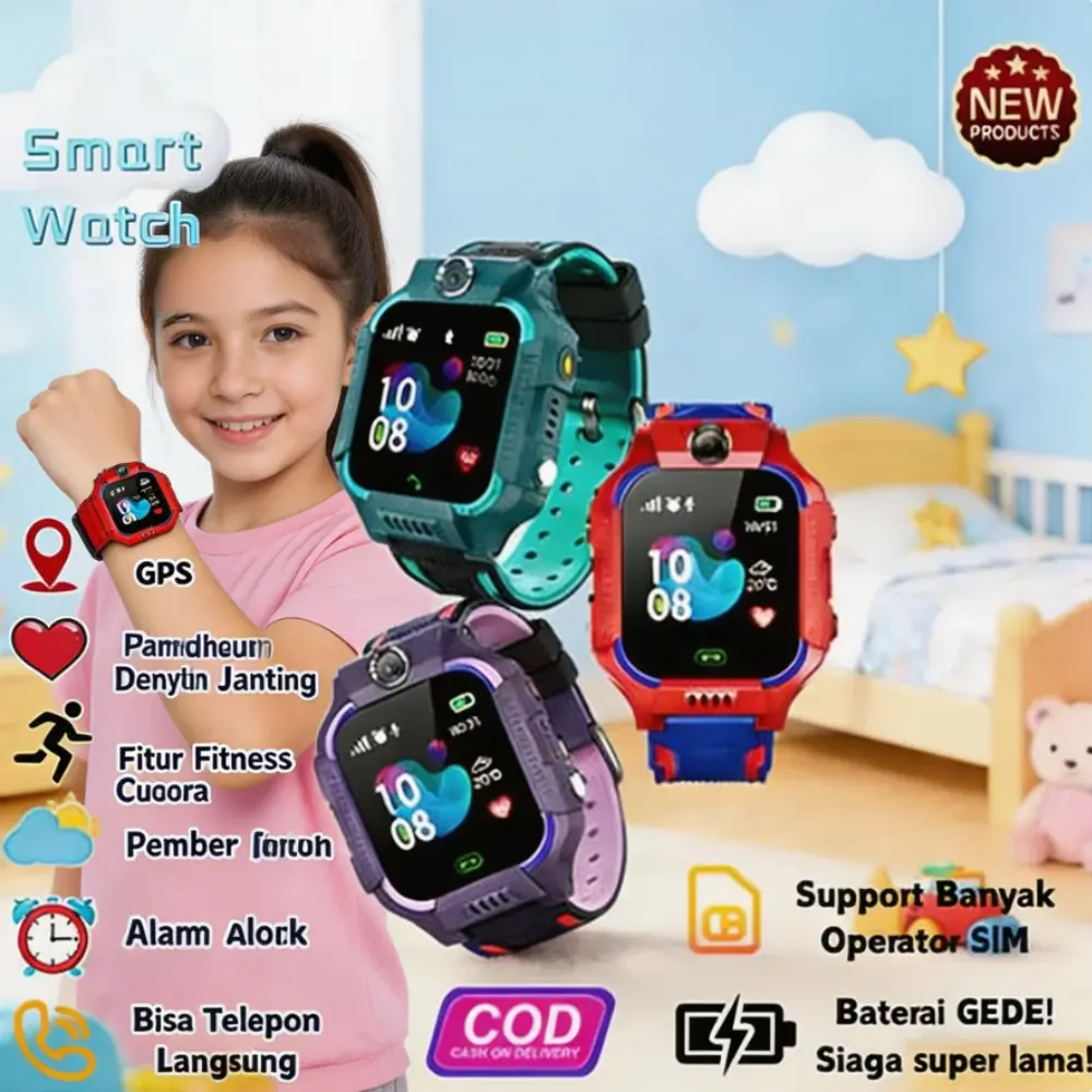 COD IMO Anti Air IP67 Q19 Jam tangan anak telepon - anak Gps Digital Smart watch anak Waterproof Kids Jam Tangan Pintar Kamera Ponsel Kartu SIM - Q19 BLUE