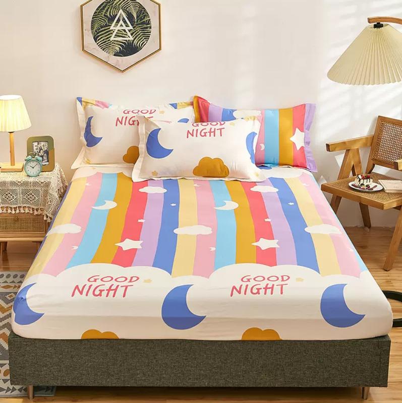 Product Introduction of Pure Cotton Fitted Sheet and 2pcs Pillowcases Kids Mattress Cover Protector Four Corners with Elastic Band 16 Sizes 100% Cotton 15