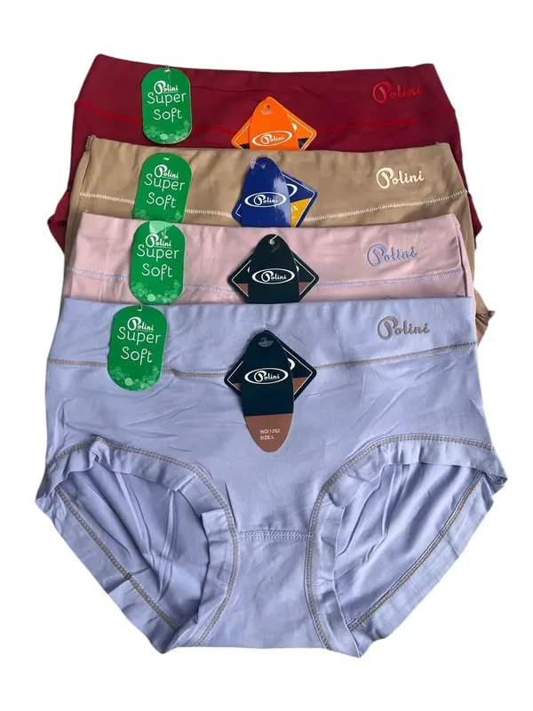6-12 PCS POLINI 1232-1282 DC WANITA BAHAN KATUN ADEM NYAMAN ELASTIS SIZE M.L.XL.XXL Lembut Boxer Pendek Dewasa Motif Remaja 1