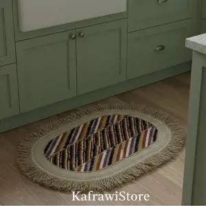 Keset Kaki  Lantai Aesthetic Rumbay (oval) Tali Rami/Goni Random/keset hiasan 40x60cm random