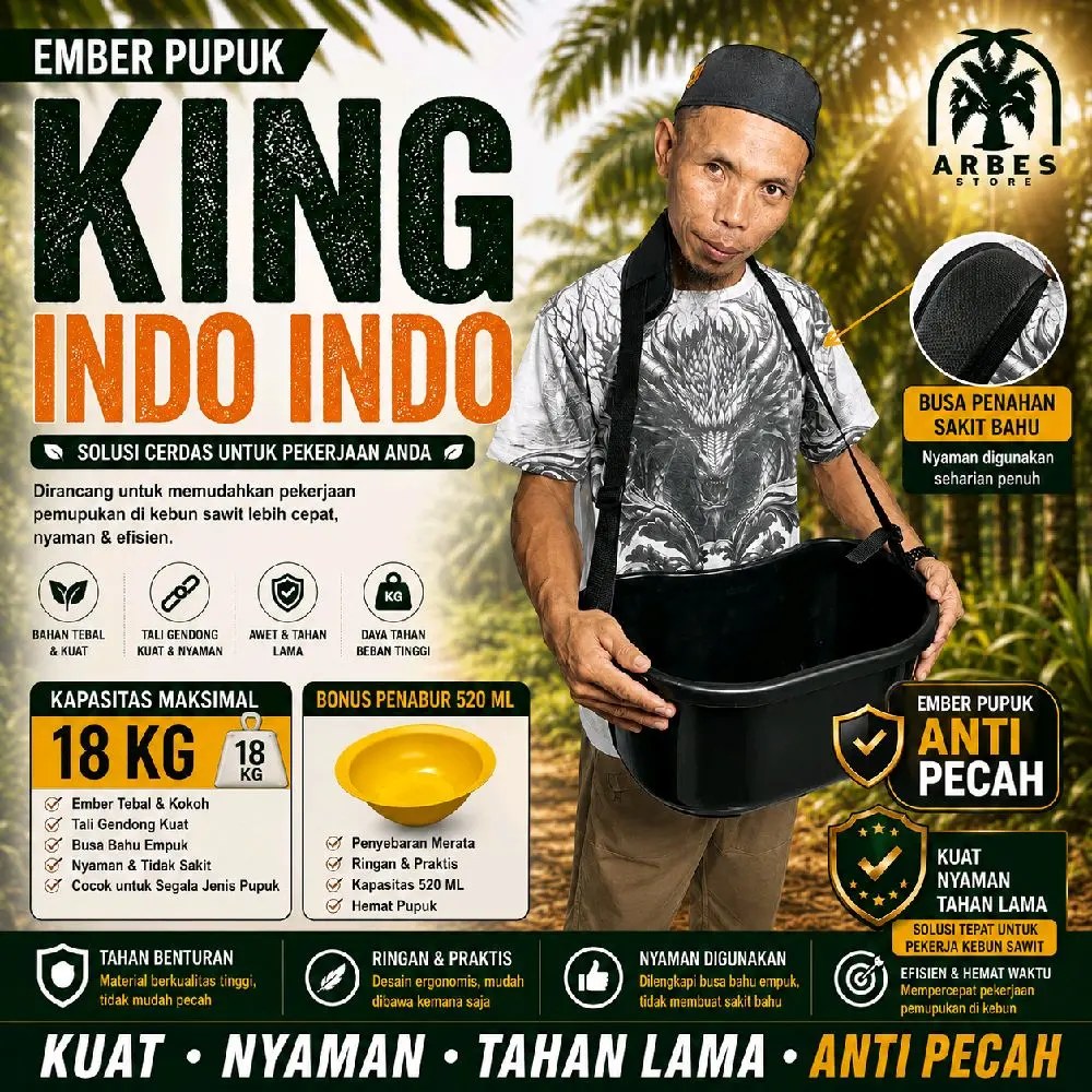 ARBES Ember Pupuk King Indo Indo 18 KG Bonus Penabur 520 ML Anti Pecah Kuat Nyaman Tahan Lama