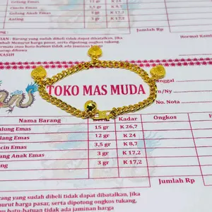 PERHIASAN ANAK BERLAPIS EMAS MUDA GELANG TANGAN RANTAI MOTIF RUMBAI LOVE ADA SURAT DARI TOKO Fashion Cantik Costume