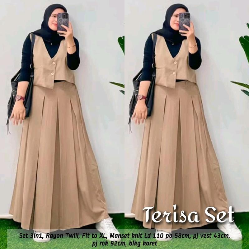 Set Terisa Label Jasmine Oneset Rok Wanita Terkini Terisa - Gamis, Setelan, Dress, Formal, Kulot, Baju, Muslim, Cantik, Atasan, Remaja 2