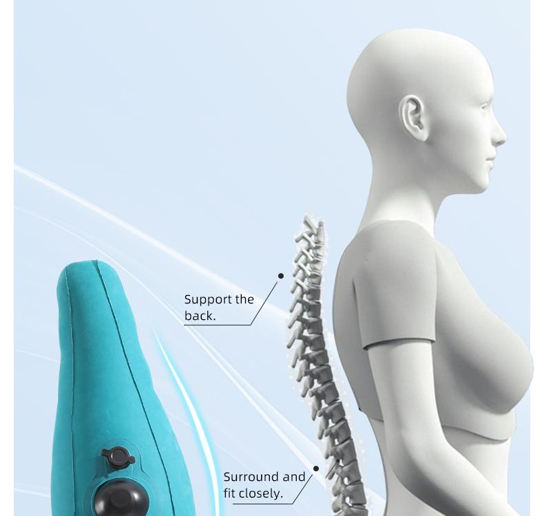Product Introduction of Press-type inflatable lumbar pillow, lumbar support cushion, a magic tool for sleeping on long-distance flights, high-speed trains, etc. Lumbar support pillow, portable travel lumbar pad. 9