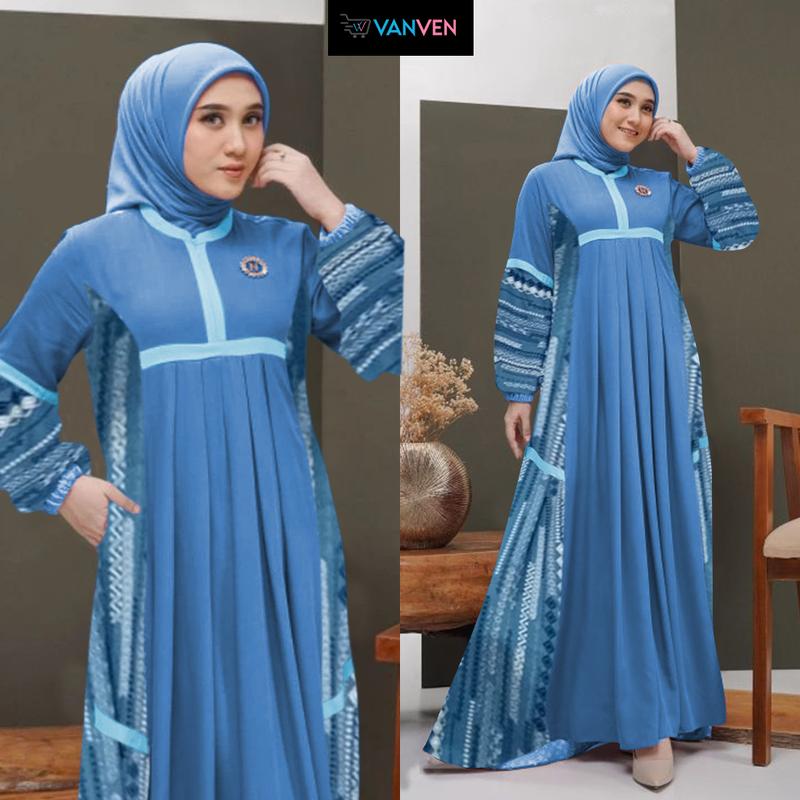VANVEN - Kaila Dress Gamis 2025 Model Baru Elegan Simple Baju Gamis Lebaran 2025 Idul Fitri Remaja Aesthetic Airflow Crinkle 7