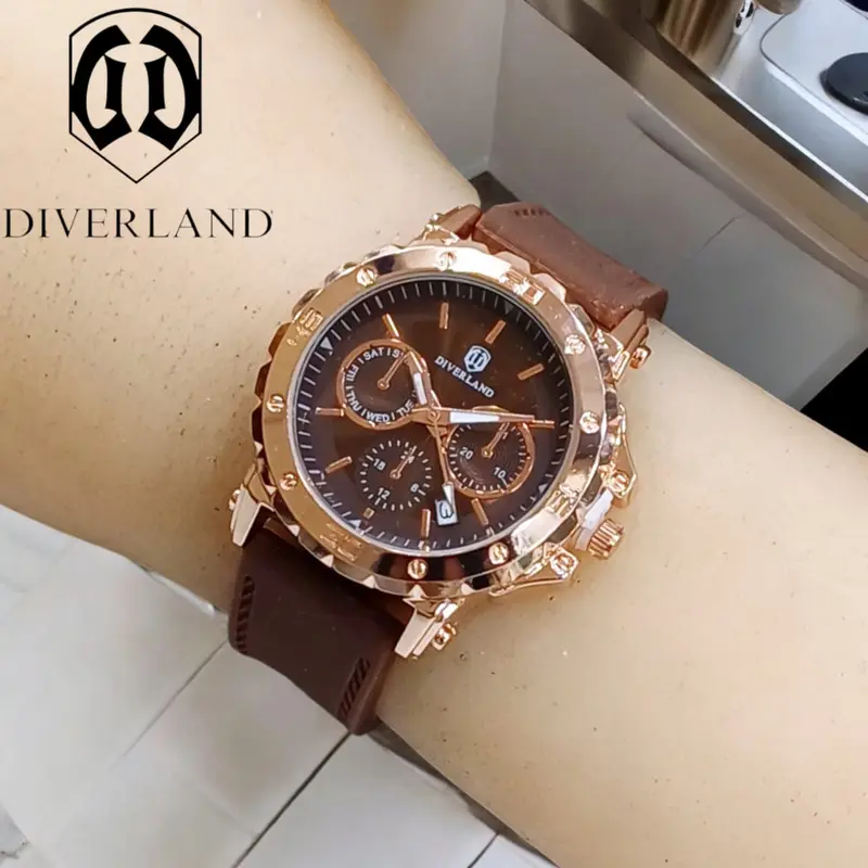 FREE BOX DAN BATERAI CADANGAN- JAM TANGAN FASHION WANITA TALI RUBBER CHRONO TANGGAL AKTIF BODY BULAT STAINLESS STEEL 6
