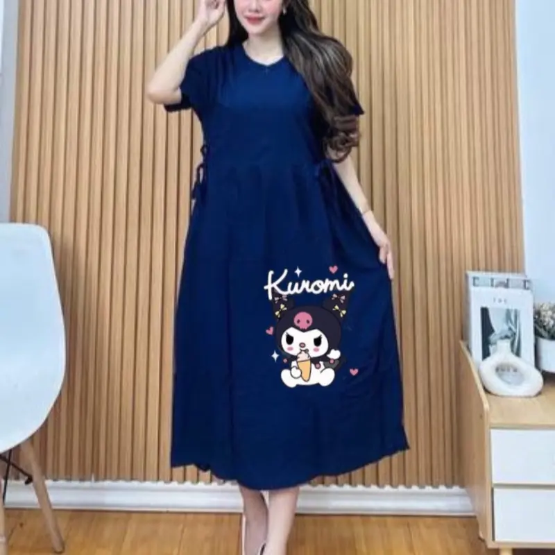 MG - Daster Rayon Karakter Labubu Kuromi Kekinian/Dress Gambar Karakter Labubu Kuromi Kekinian 3