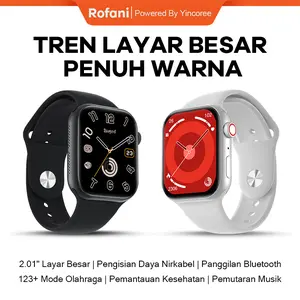 Rofani Jam tangan pintar(Tidak bisa memasang kartu SIM) T200/T210 mendukung koneksi Bluetooth dengan layar sentuh penuh HD 1,99 inci, tahan air IP68 dengan pemantauan detak jantung