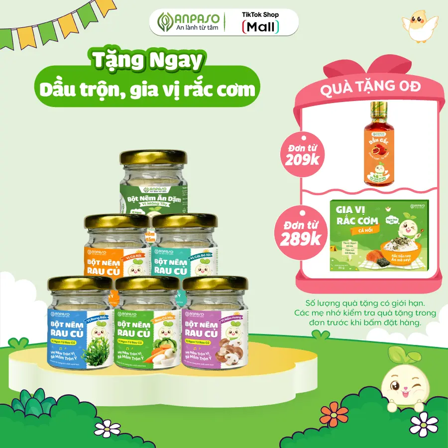 Hạt Nêm cho bé Anpaso Vị Rau Củ 60gr - Gia Vị tiện lợi - Bột nêm thành phần nguyên liệu tự nhiên