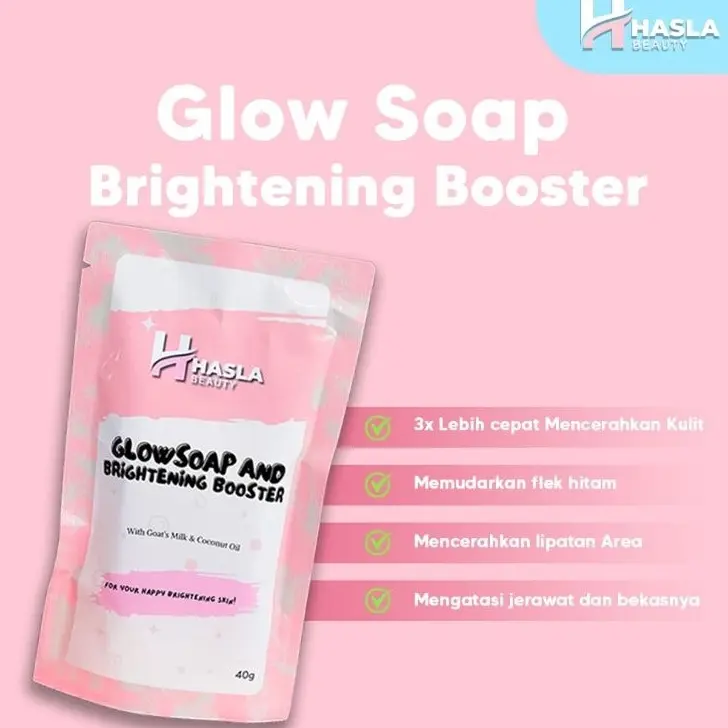 HASLA BEAUTY GLOW SOAP AND BRIGHTENING SOAP BAR SABUN MANDI BADAN WAJAH 40 GR