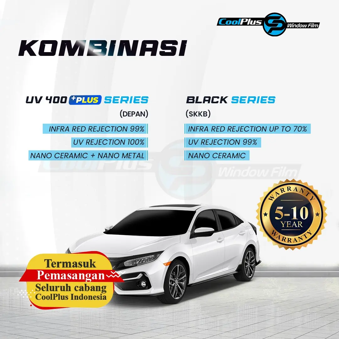 Kaca Film Mobil CoolPlus Seri Black Combine UV400