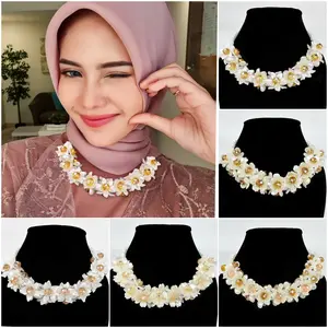 Kalung Hijab Beads Necklace Crystal Kalung Kondangan Kelopak Bunga - KH014