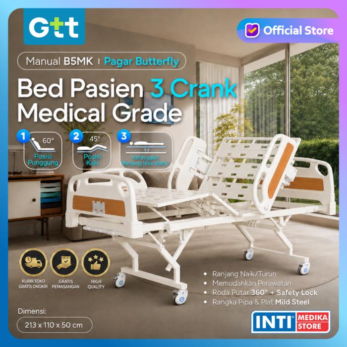 Gambar GTT - Bed Pasien MANUAL 3 Crank Kupu Kupu | Ranjang Tempat Tidur Rumah Sakit - + Matras dari INTI MEDIKA STORE Kota Bandung 5 Tokopedia