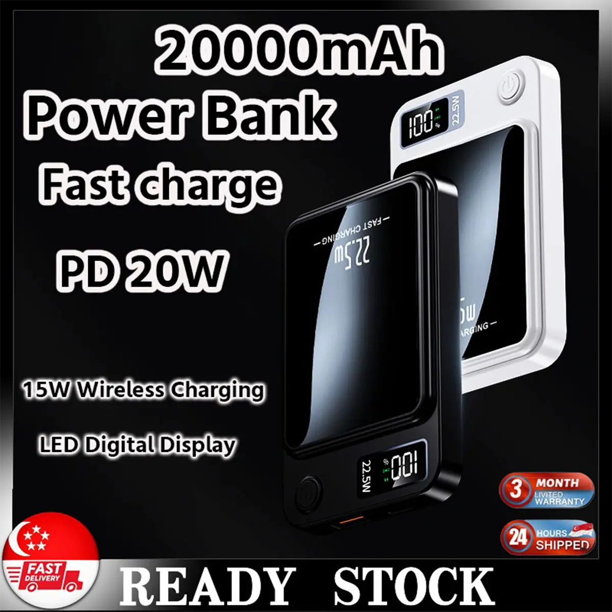 sg ready stockPD 20W Magnetic Power Bank Super 20000mAh Fast Charging Power Bank Portable Wireless Mini Powerbank