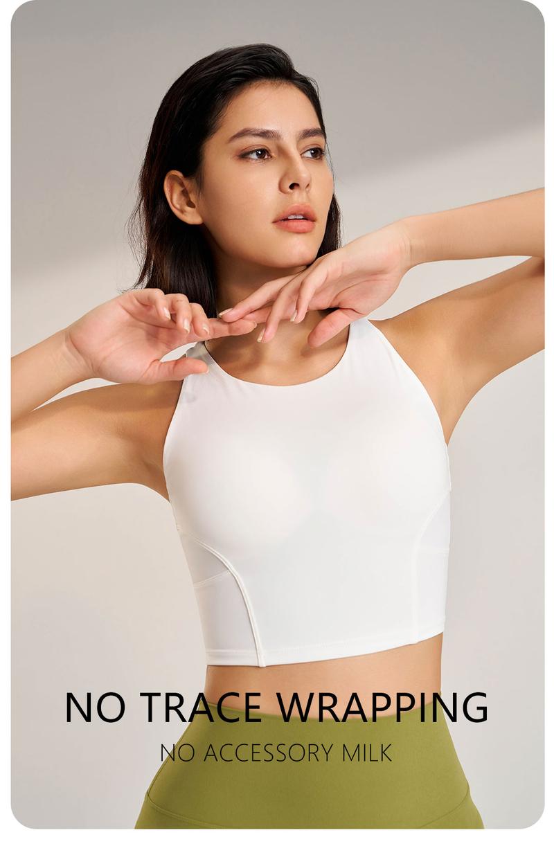 Product Introduction of Women's Yoga Sports Underwear Fitness Outerwear Running Bra Comfortable Tank Top Without Steel Ring 14