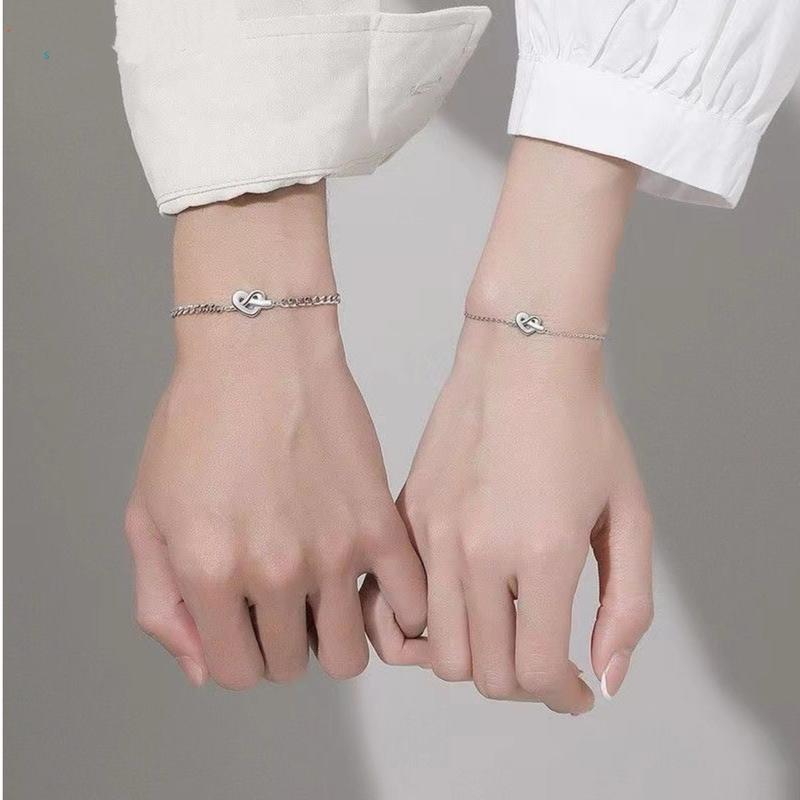 Vòng Tay Bạc Cặp Đôi, Chất Lượng Cao Cấp S925, Thiết Kế Hình Trái Tim, Đơn Giản Và Thời Trang 5