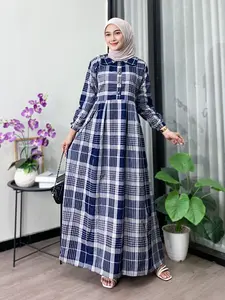 EMONA DRESS LEBARAN ELEGANT- GAMIS KEKINIAN DRESS KATUN HARUKA MOTIF KOTAK BY ZEVA Muslim