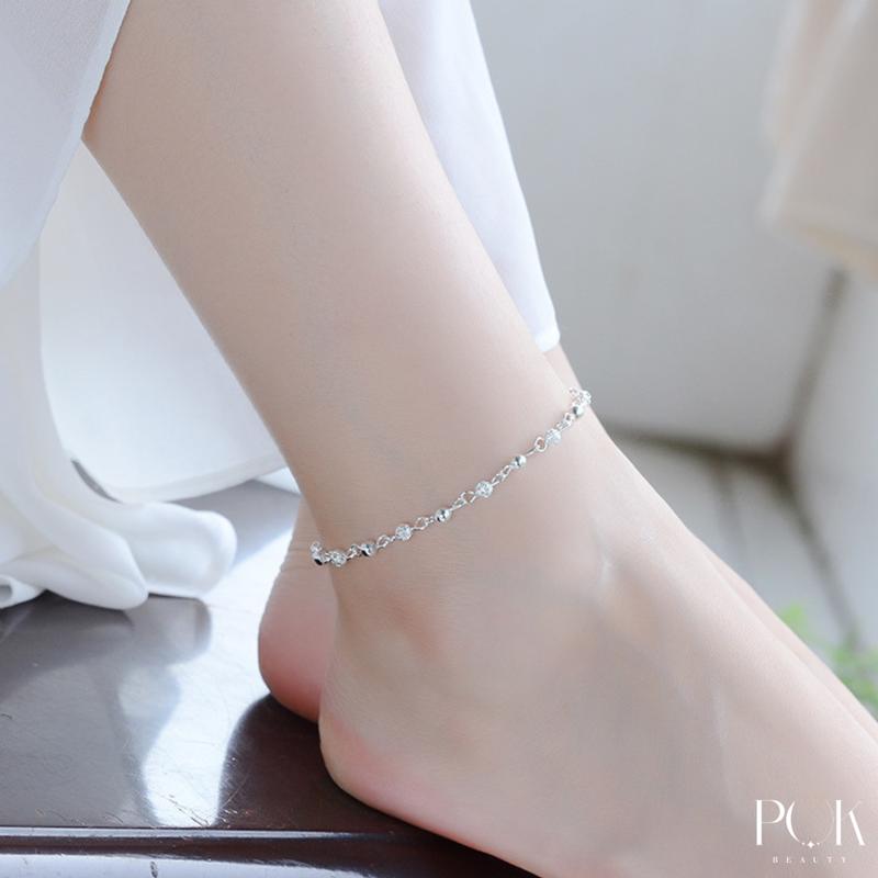 Lắc Chân Nữ, Thiết Kế Tròn Đơn Giản, Hạt Rỗng, Thích Hợp Đi Biển, Được Làm Bằng Thép Titan Không Gỉ, Không Phai Màu, Không Thấm Nước, Phụ Kiện Tinh Tế Thời Trang, Một Mảnh,một vòng chân