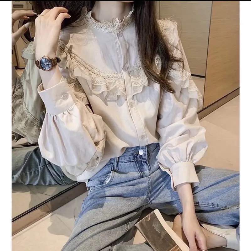 [DIAN]Blouse atasan renda wanita lengan panjang korean style Baju Casual 1