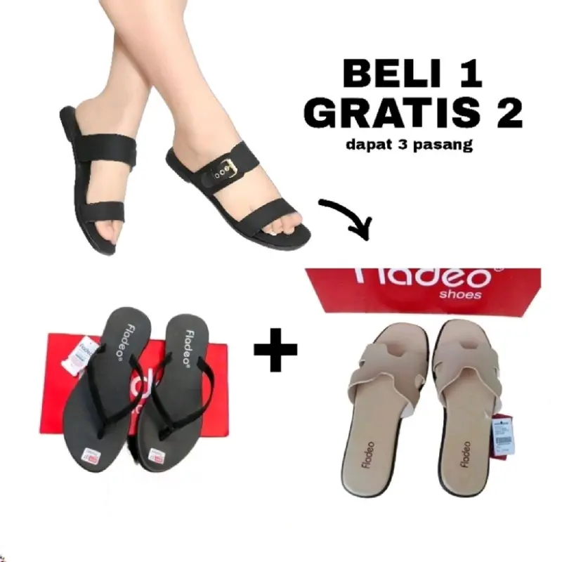 Buy 1 Get 2 Free Beli 1 Gratis 2 Sandal Selop Flat Teplek Wanita Terbaru Sendal Rumah Casual Slip On Cewek Trendy Nyaman Mod Shoes Karetis Dan Elegan Perempuan 6