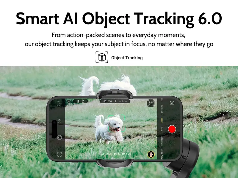 Product Introduction of AOCHUAN Gimbal Stabilizer for Smartphone, 3-Axis iPhone Gimbal, Portable Gimbal w/OLED Display for iPhone/Andriod, Gimbal stabilizer, Phone Gimbal stand with Face/Object Tracking for Tiktok Youtube, long-short video, Vlog-Smart X Pro black 10