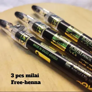 ( Bonus henna ) Celak Kajal Milai 3 Pcs Celak Waterproof Saudi Arabi Original Eyeliner