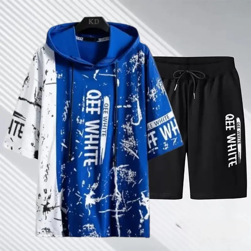 satu set style outfit Cowok EEQ Atasan Sweater/Kaos dan Celana pendek Kekinian -  Unisex Wanita 0