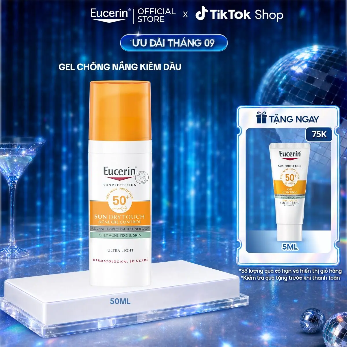 Gel Chống Nắng Giúp Hỗ Trợ Giảm Bóng Nhờn Eucerin Sun Dry Touch Oil Control Face SPF50+ 50ml-Skincare Sunscreen