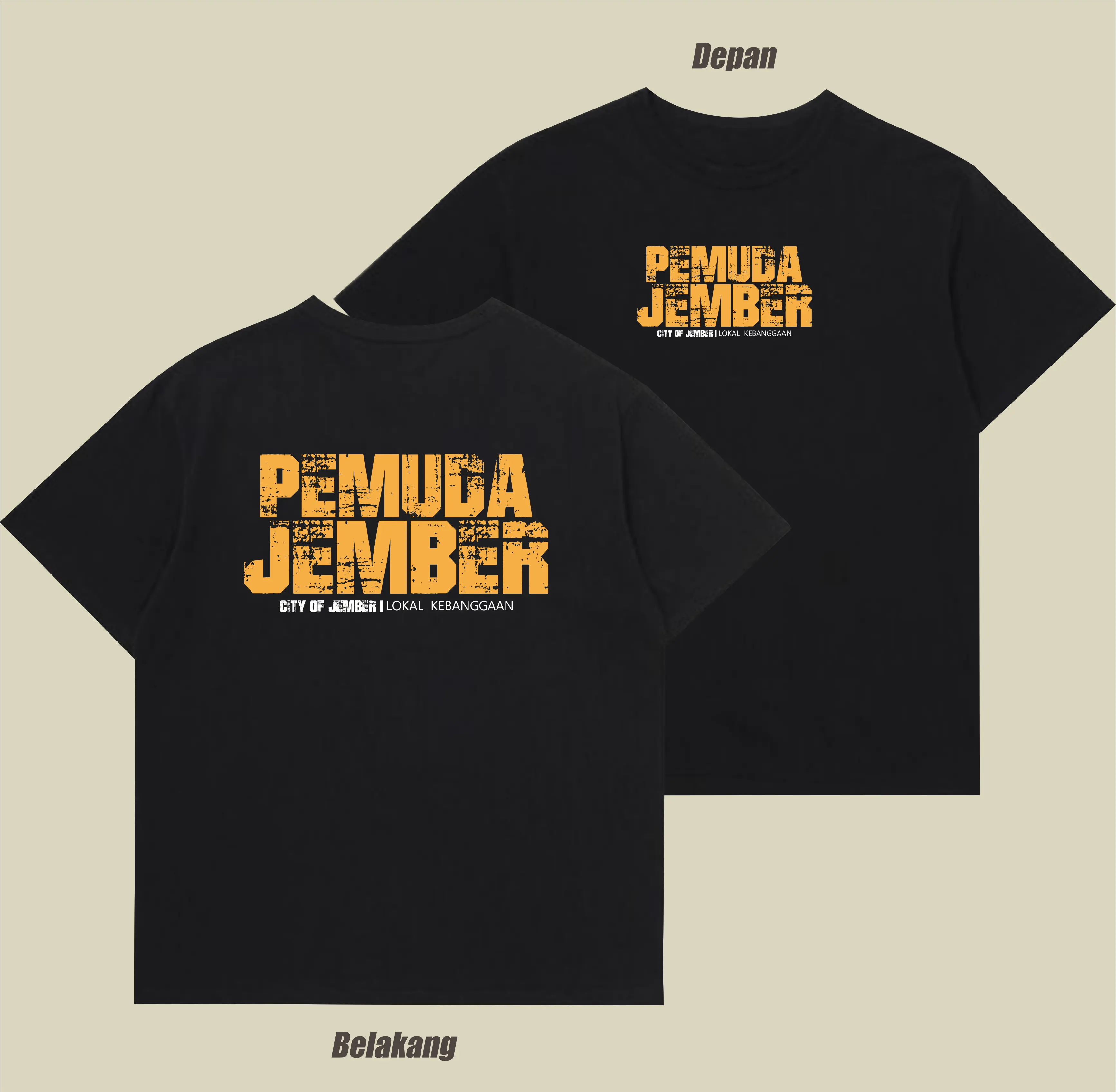 Kaos kota Jember T-shirt Pemuda Jember bahan katun combed adem lembut nyaman dipakai Hitam