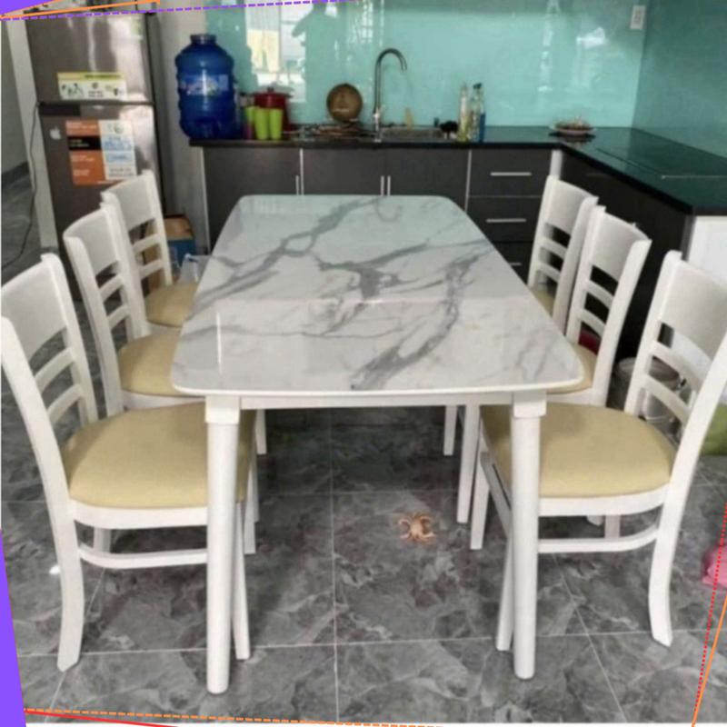 Product Introduction of Bàn Ăn Cơm Giả Đá 6 Ghế - Bộ Bàn Ăn Gia Đình 6 ghế cabin trắng - TH Ngọc Mai - BH 12 tháng 96
