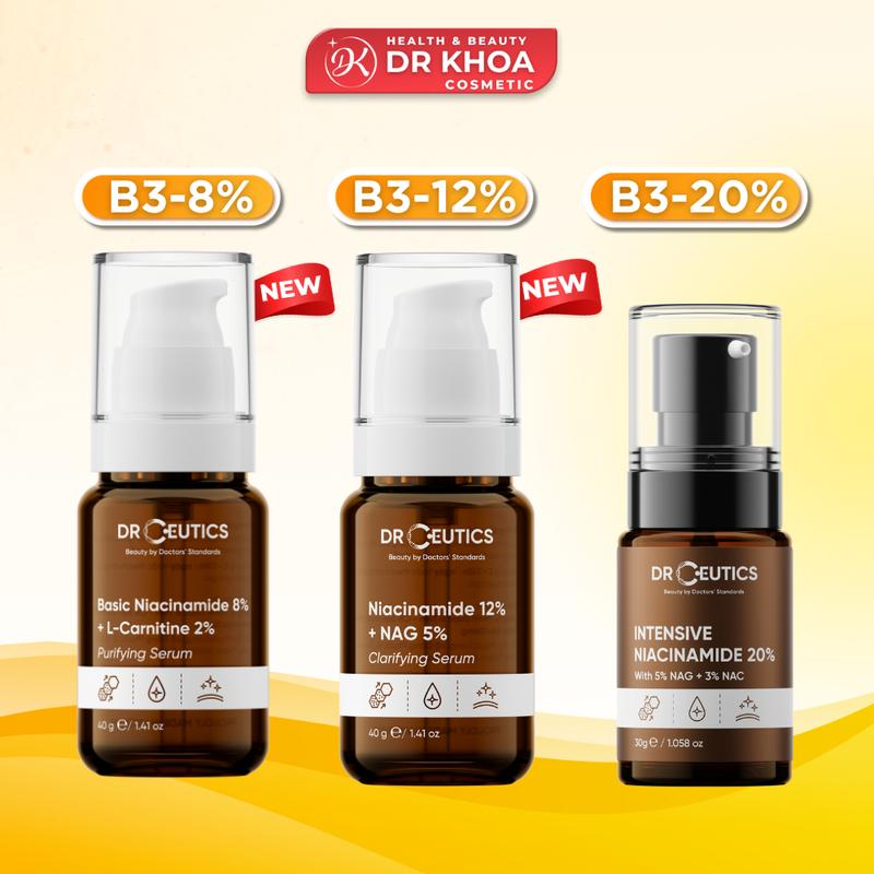  Serum DrCeutics Niacinamide B3 8% 12% 15% 20% Cấp Ẩm Phục Hồi Da 30ml 100ml 