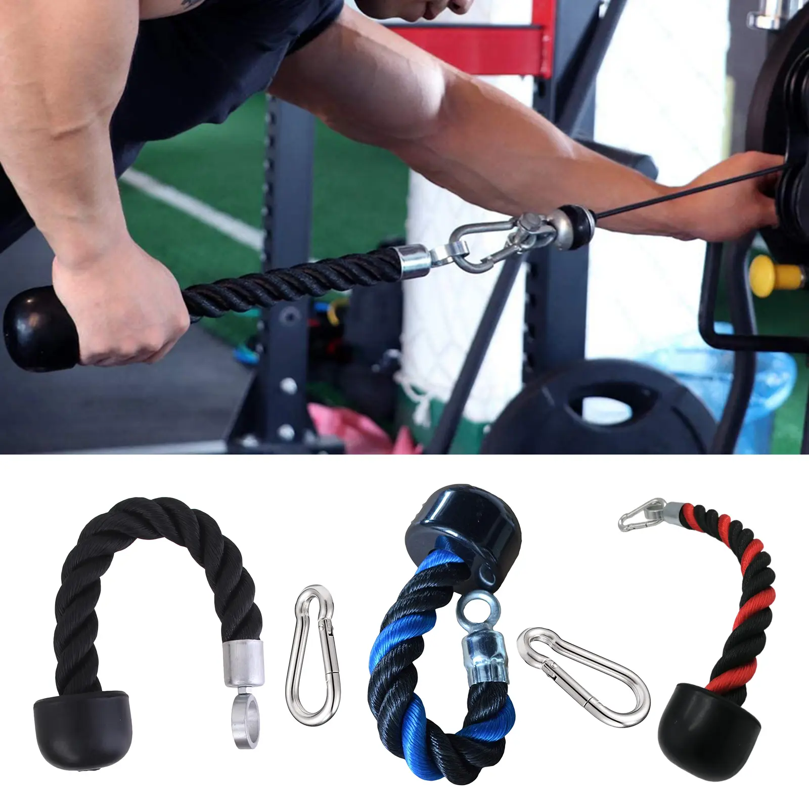 Triceps Rope Anti- Single Grip Handle 38cm Attachment Crunches Ropes Pulley Cable Attachment Pull Down LAT Handle