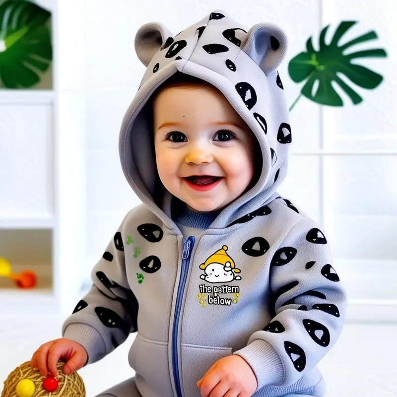 0-2 TAHUN FREE ONGKIR COD JAKET ANAK BAYI BALITA  - Jaket Bayi Baby BEAR / baby BEAR 3 WARNA / jaket anak biru merah perempuan lengan bulu Ritsleting Gray 6
