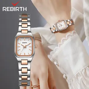 【003 Harga telah diganti, cepat beli】Rebirth Jam Tangan Wanita Anti Air Original Korea Elegan Tali Stainless Steel Jam Tangan Cewek REB010