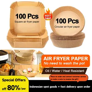 *In Stock*50/100PCS Air Fryer Paper Liner Disposable Air Fryer Sheet Oil-proof 6.3" Non-Stick Baking Paper Kertas Penggorengan Udara Kitchenware Pembakar Utensils