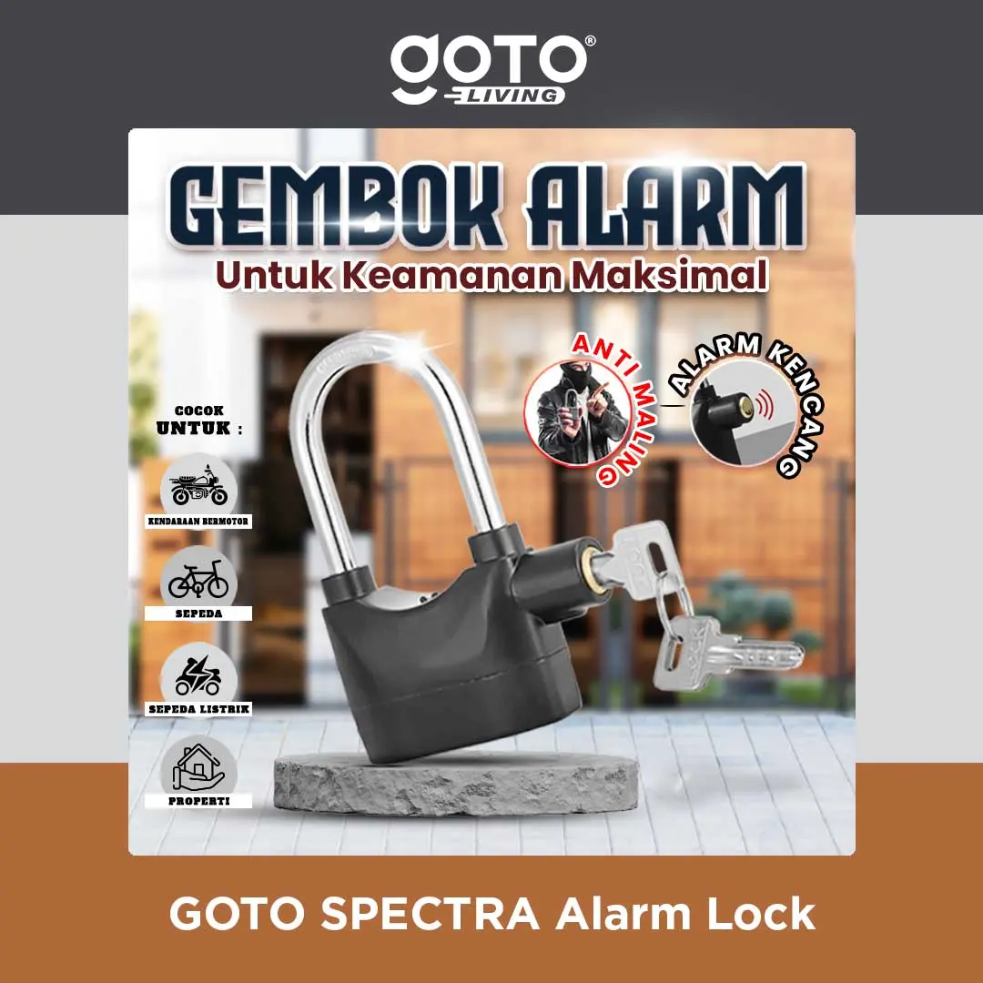 Goto [COD] Spectra Kunci Gembok Alarm Cakram Sepeda Motor Pagar Anti Maling
