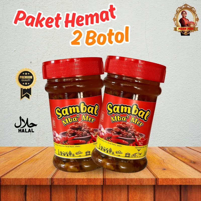 PAKET HEMAT 2 BOTOL SAMBAL MBA' MER / SAMBAL BAWANG / SAMBAL PEDAS / SAMBAL ENAK 0