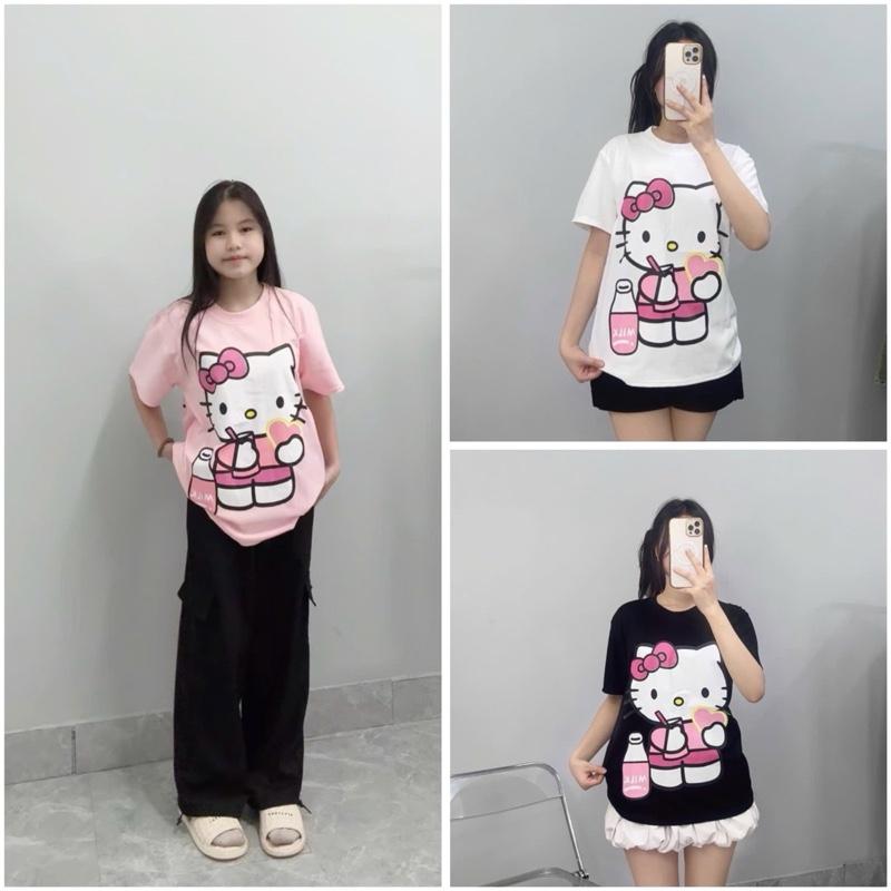   NẤM LÙN  ÁO THUN NỮ HÌNH HELLO KITTY IN 2 mặt vải cotton mịn co dãn 2c siu xinhh 